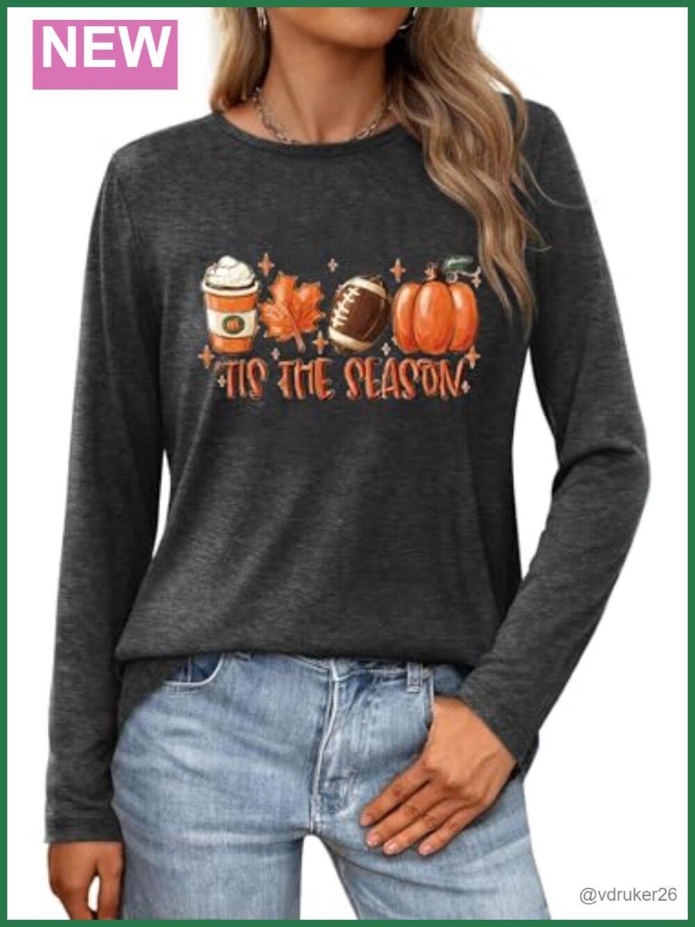 Women's Long Sleeve Thanksgiving Pumpkin Graphic Tee Crew Neck Pullover